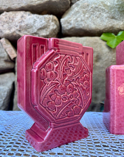 Pendule Digoin Sarreguemines rosé framboise