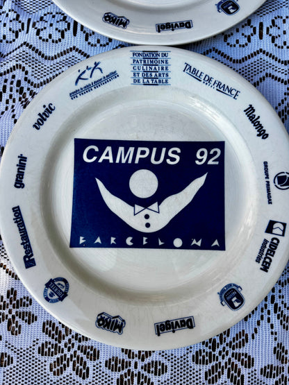 Assiettes Gien publicitaires sponsors JO 92 Barcelona x4