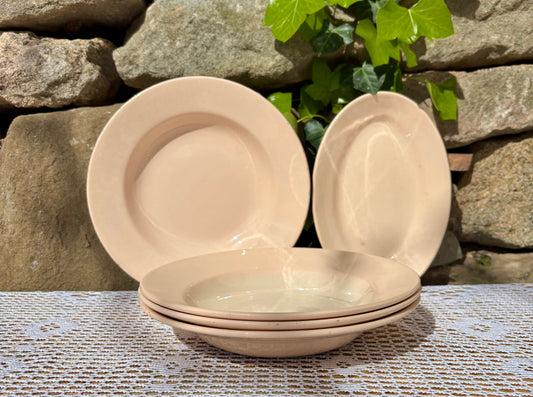 Assiettes creuses rose pastel vintage FF années 50