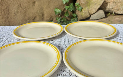 Assiettes décor jaune faïence naturelle