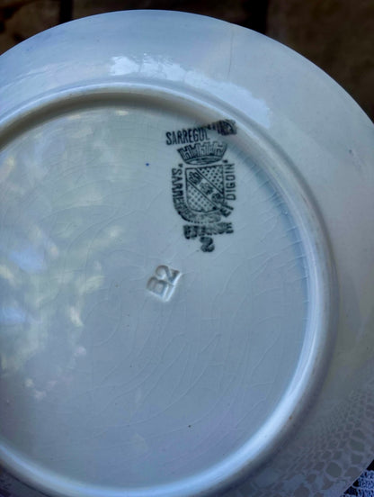 Assiette Digoin Sarreguemines modèle Damier bleu