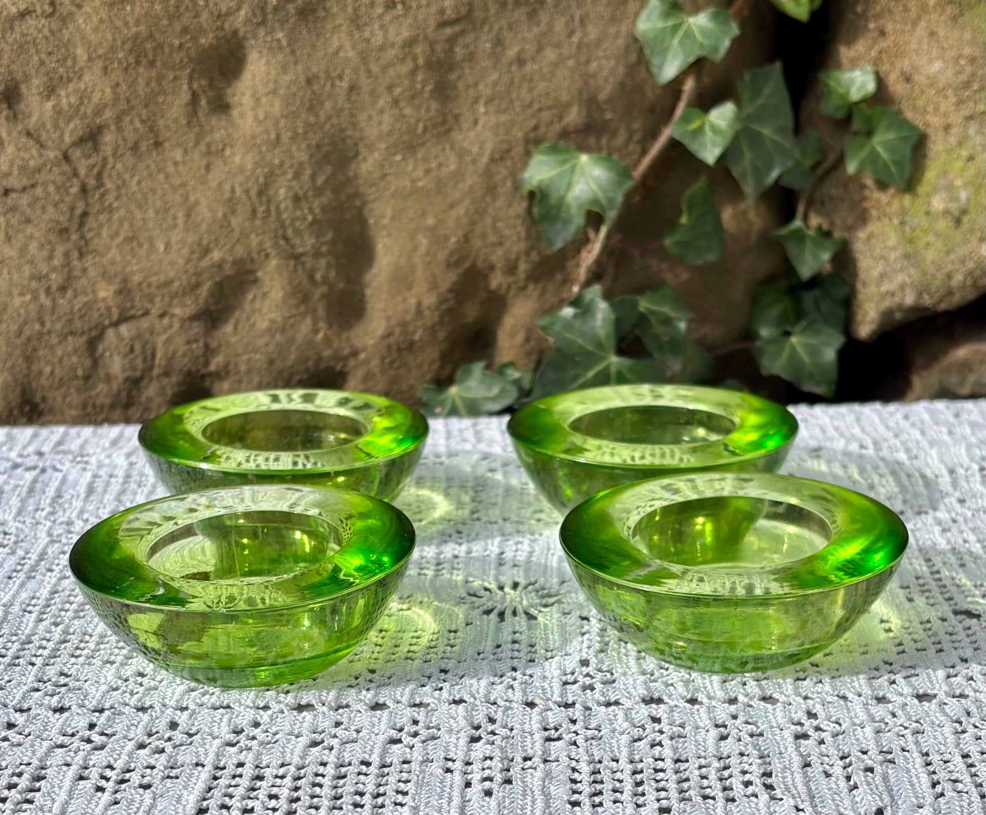Bougeoirs photophores verre vert 