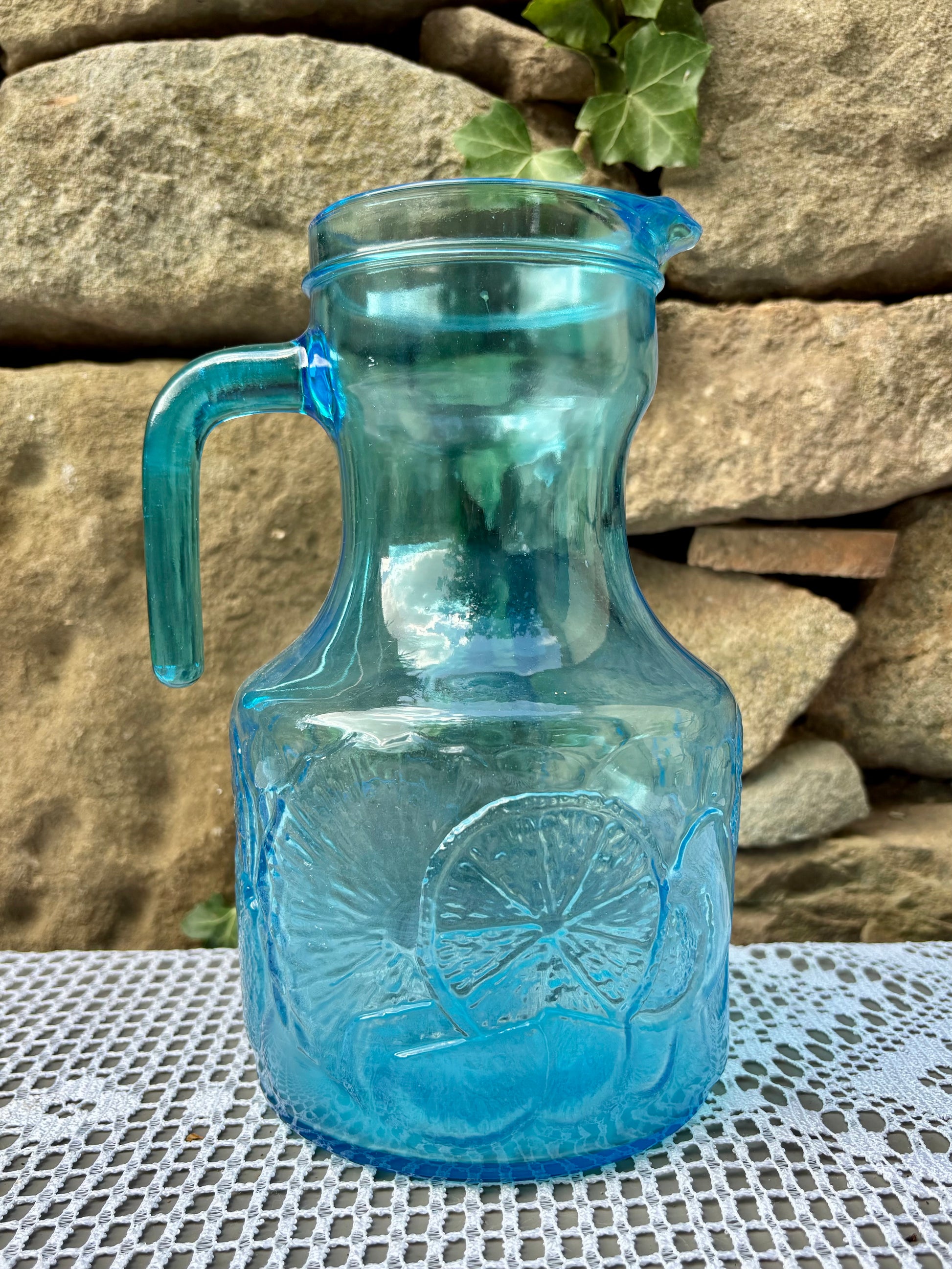 Pichet à citronnade verre bleu