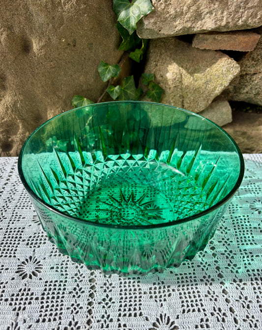 Plat vintage Arcoroc verre vert