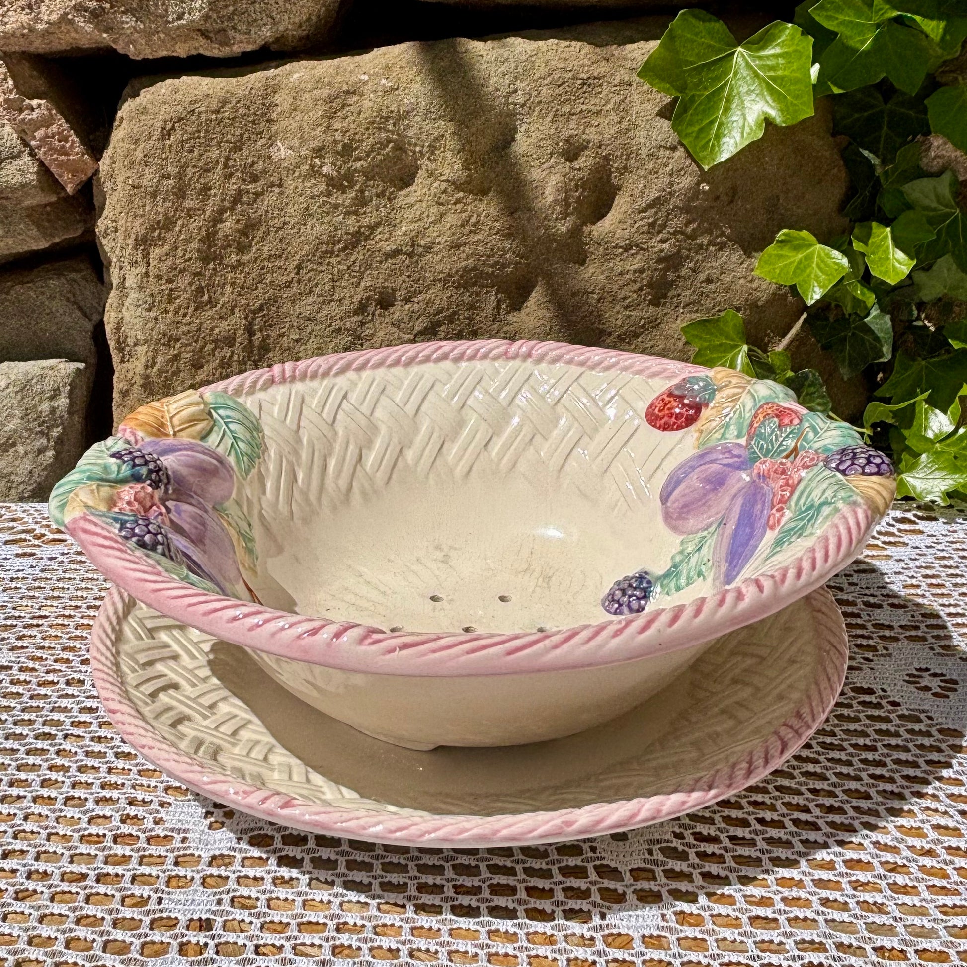 Plat vintage égouttoir barbotine