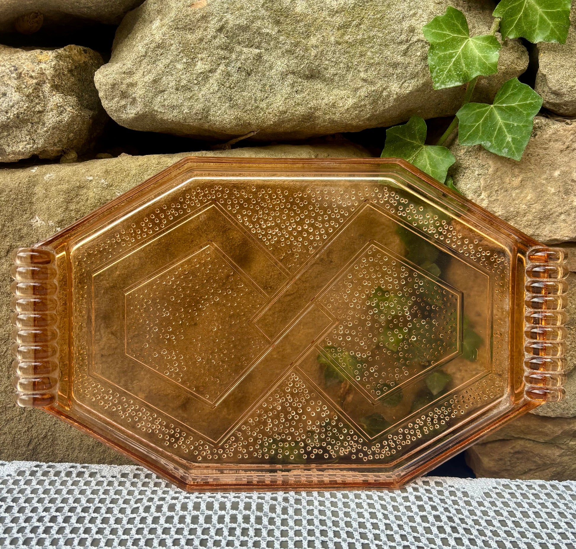 Plateau en verre Rosaline art déco 1950 1950 vintage 