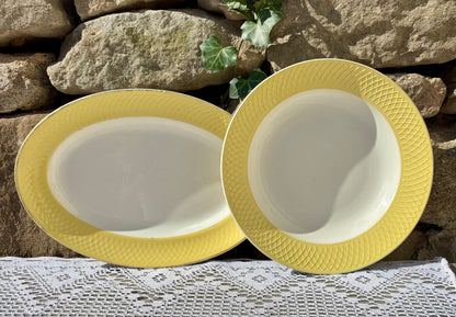 Plats de service vintage Orchies moulin des loups jaune 