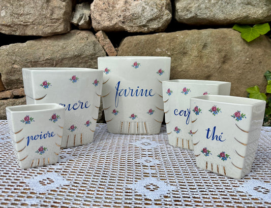 Pots à condiments Keller et Guerin Luneville vintage fleurs