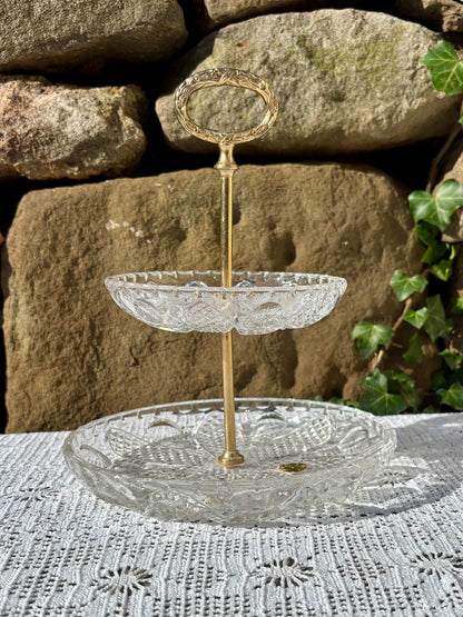 Présentoir vintage en cristal axe en laiton 