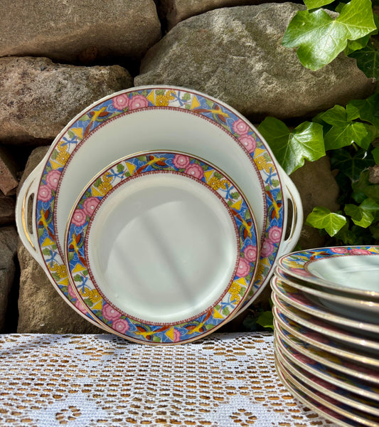 Service à dessert vintage Haviland Limoges exotique 