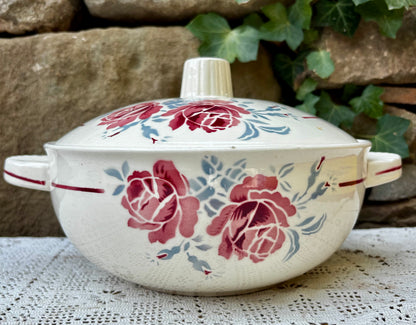 Soupière vintage badonviller fenal Strasbourg décorée de roses