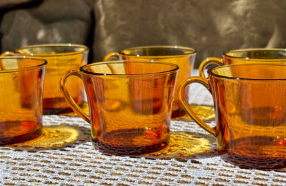 Tasses vintage Duralex verre ambré années 60