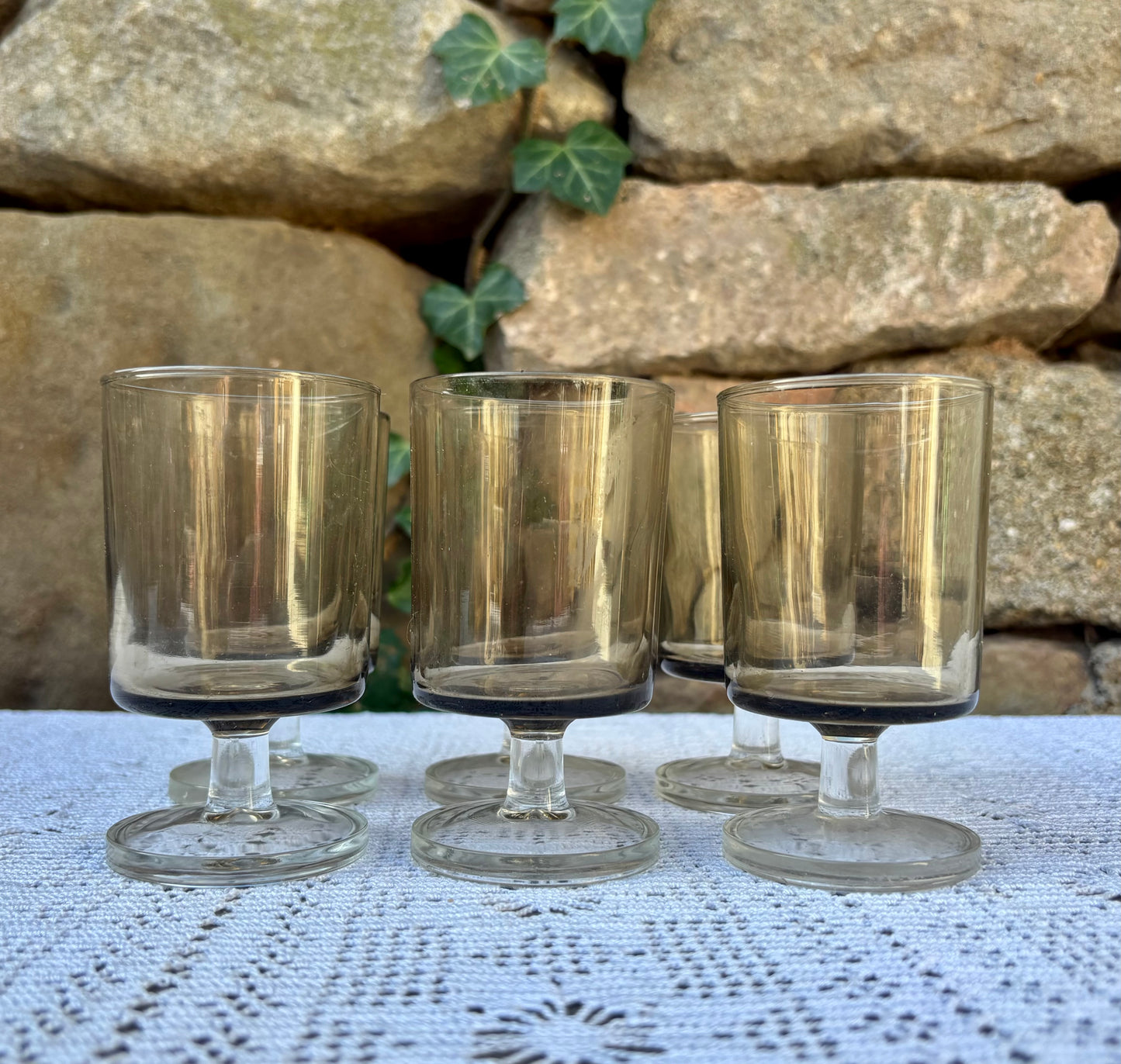 Verres vintage verre fumé Luminarc suede 