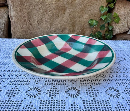 assiette creuse givors 1950 vichy rouge et vert