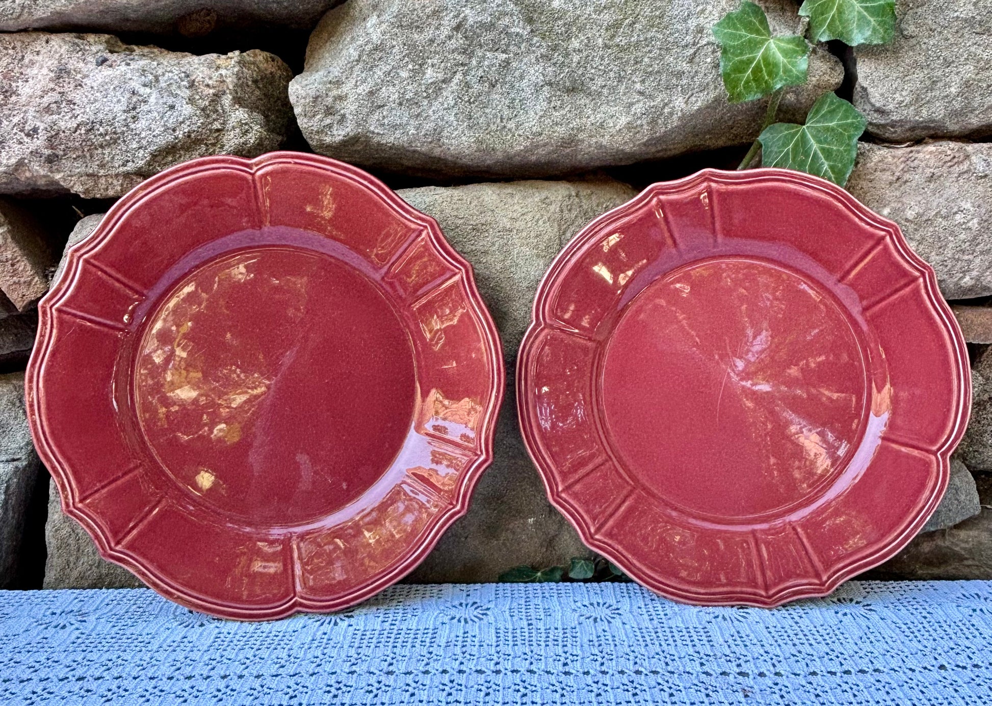 assiettes niderviller rouge framboise 1950