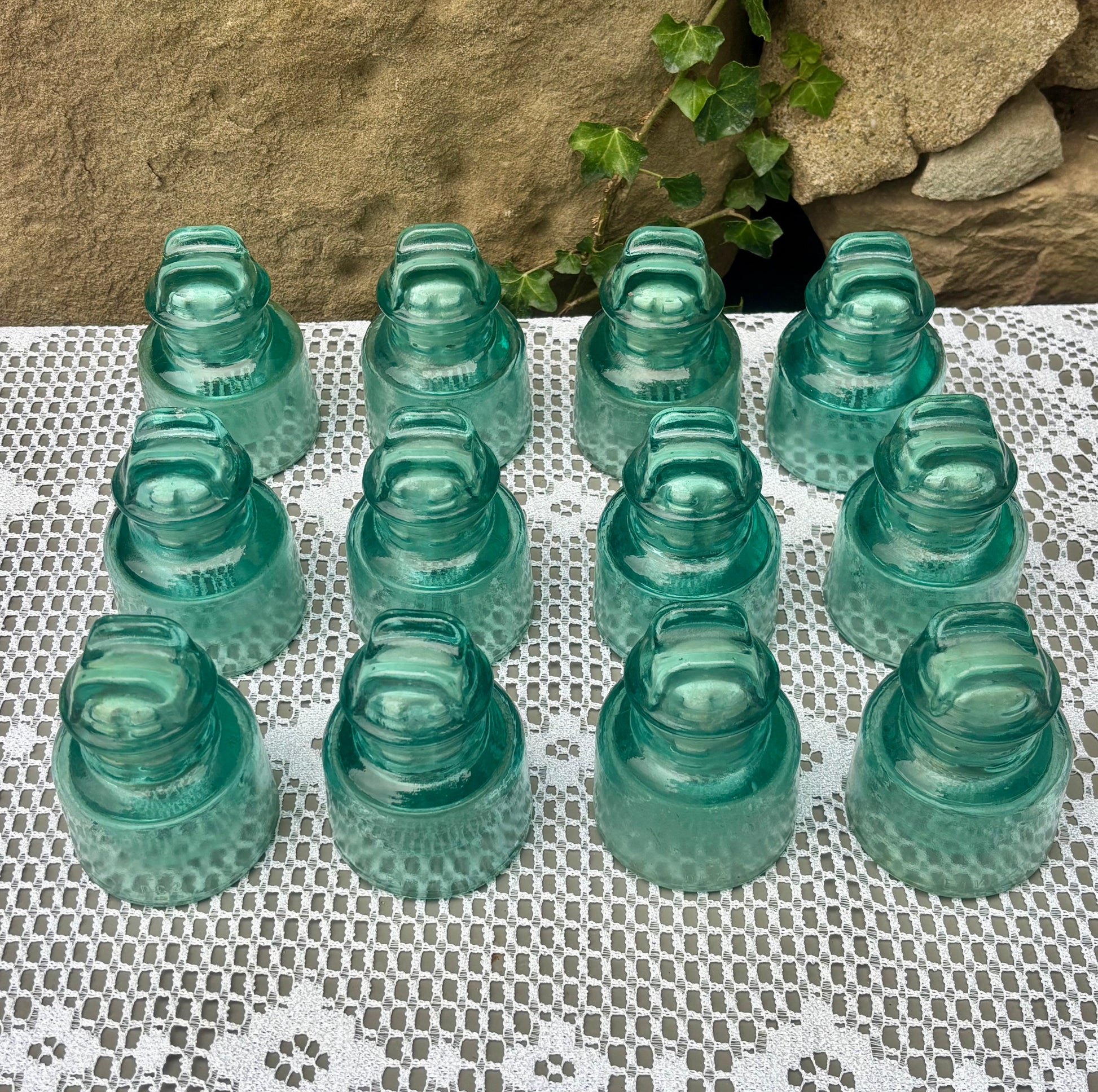 isolateurs verre épais bleus vintage edf