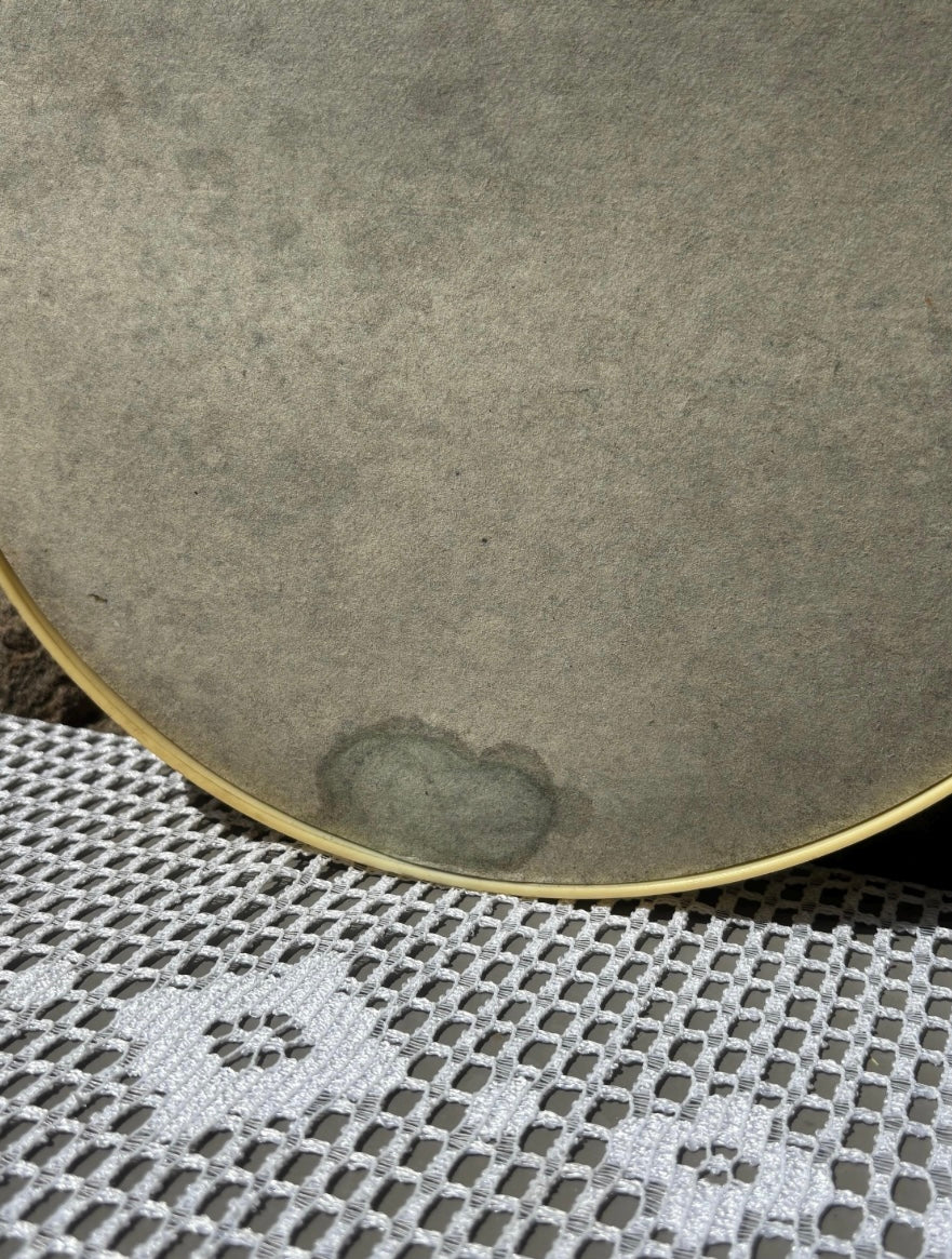 miroir mural rond jaune pastel années 70 arrière