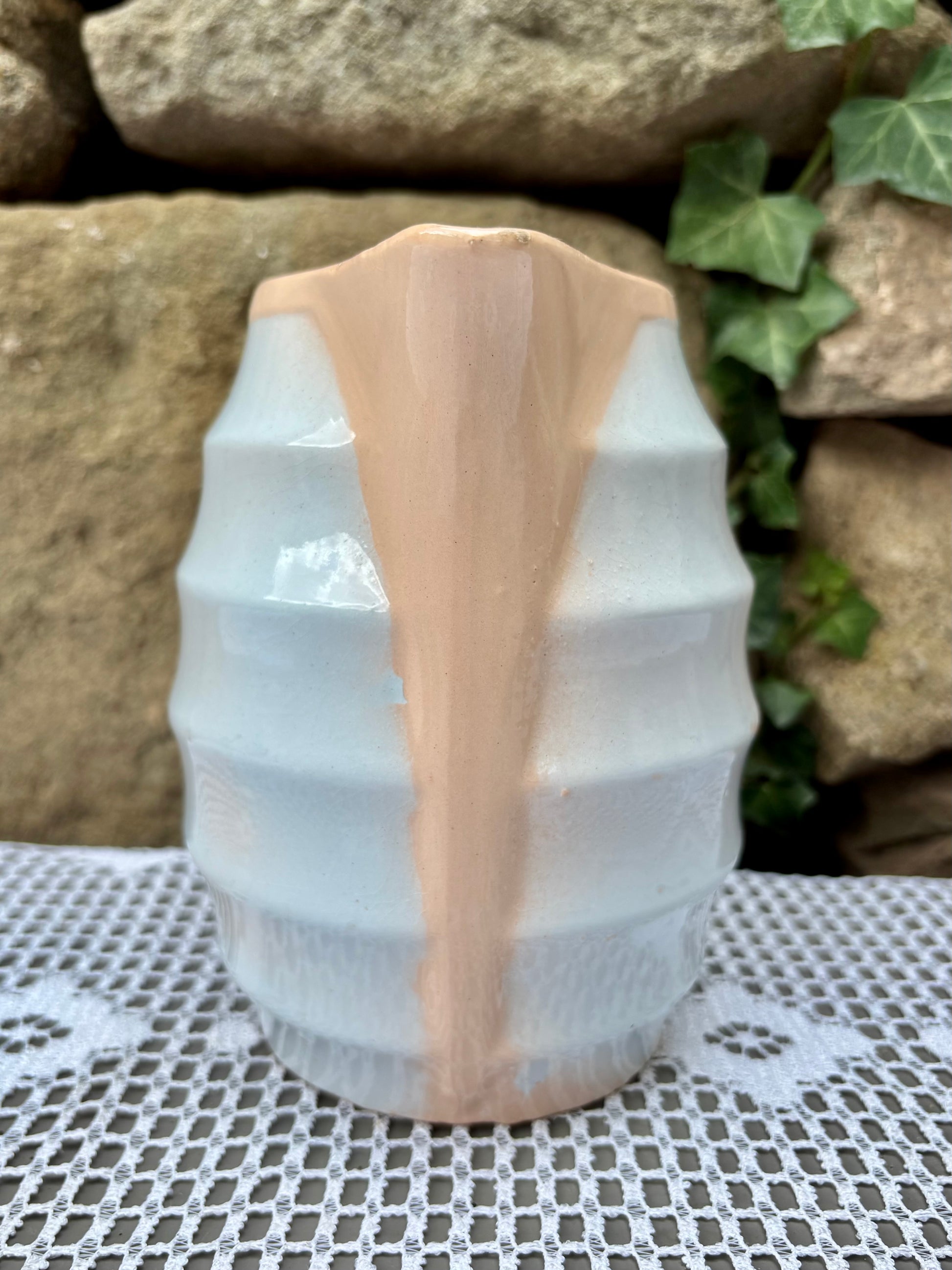 pichet digoin rose pastel nervure 1950 bec verseur 