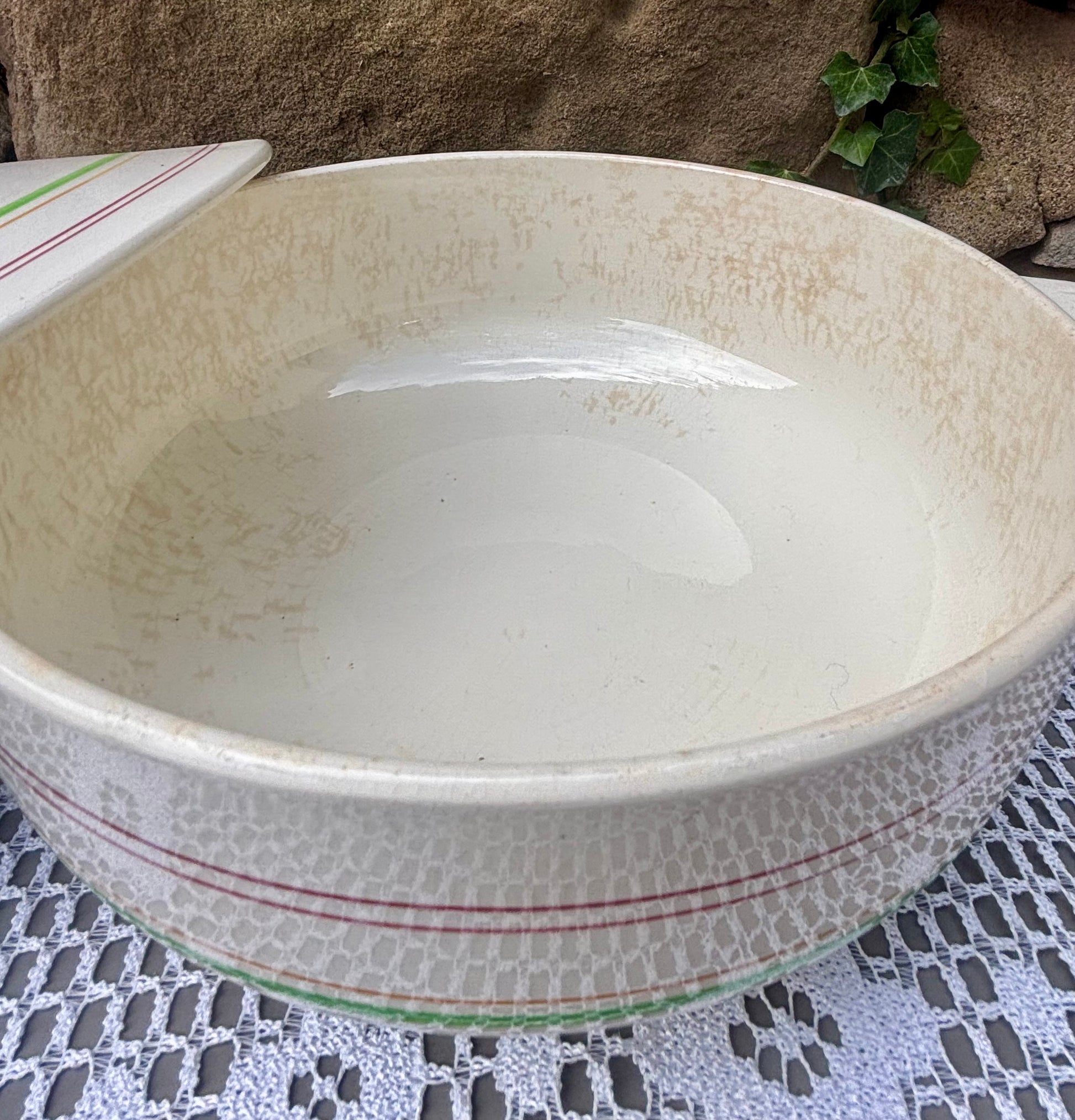 soupère lignes colorées gien 1950