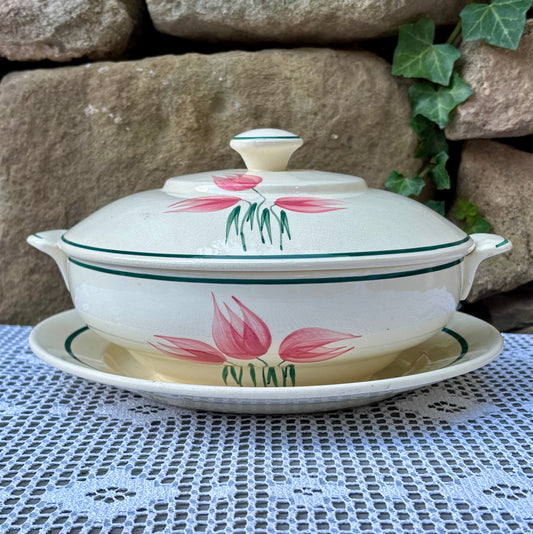 soupiere givors flora 1950 décor floral rose vert