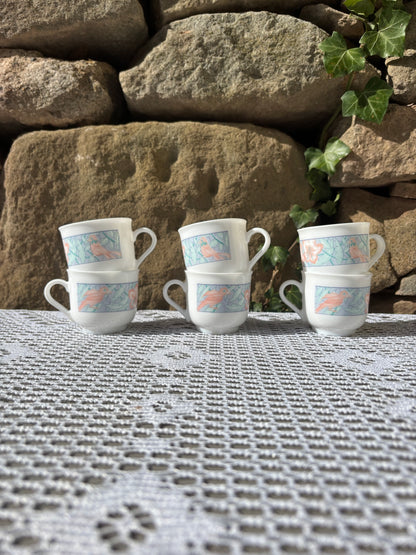 Tasses à café Arcopal modèle paradis oiseaux